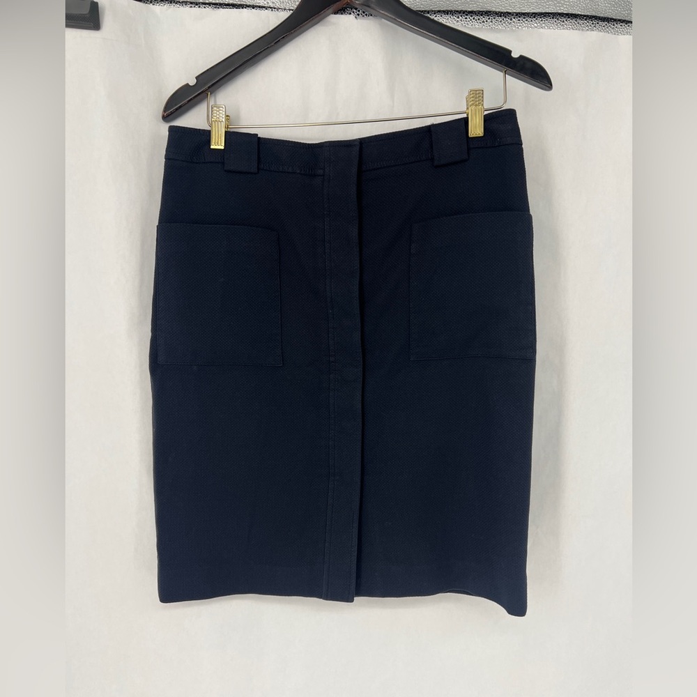 Brooks Brothers Navy Pencil Skirt with Front Patch Pockets